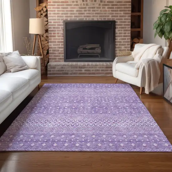 Lavender And Purple Tribal Washable Indoor Outdoor Area Rug Photo 8