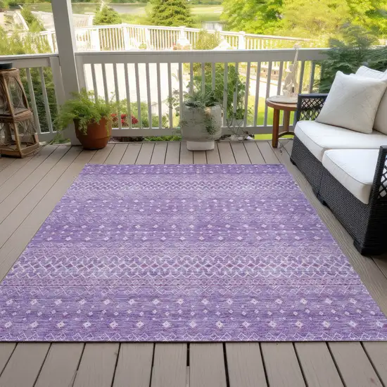 Lavender And Purple Tribal Washable Indoor Outdoor Area Rug Photo 9