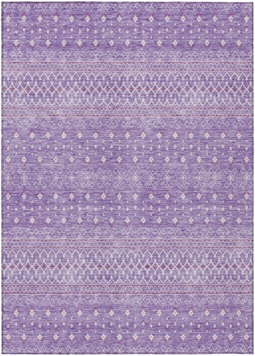 Lavender And Purple Tribal Washable Indoor Outdoor Area Rug Photo 1