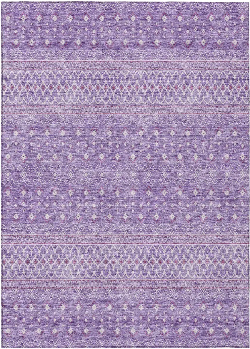Lavender And Purple Tribal Washable Indoor Outdoor Area Rug Photo 1