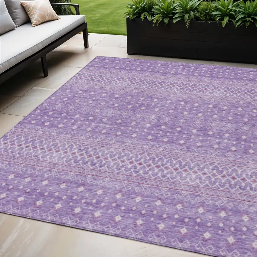 Lavender And Purple Tribal Washable Indoor Outdoor Area Rug Photo 1