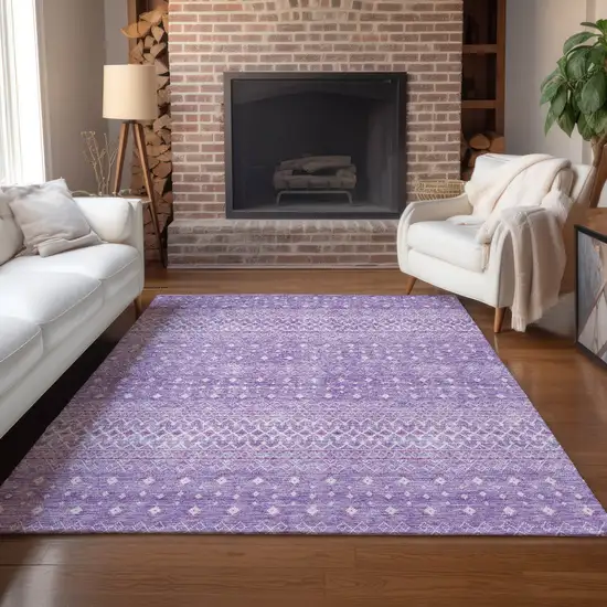 Lavender And Purple Tribal Washable Indoor Outdoor Area Rug Photo 8