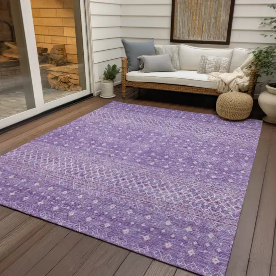 Lavender And Purple Tribal Washable Indoor Outdoor Area Rug Photo 6