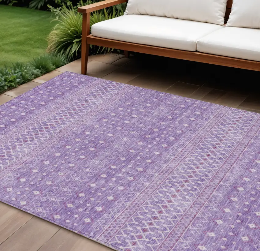 Lavender And Purple Tribal Washable Indoor Outdoor Area Rug Photo 1