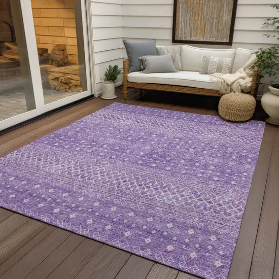 Lavender And Purple Tribal Washable Indoor Outdoor Area Rug Photo 6
