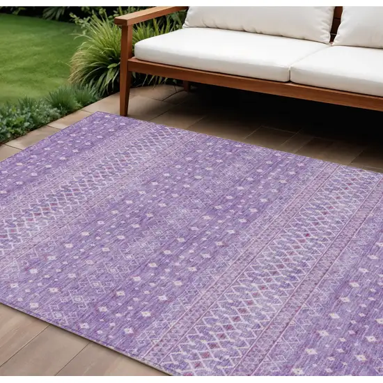 Lavender And Purple Tribal Washable Indoor Outdoor Area Rug Photo 1