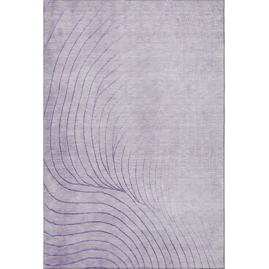 Lavender And Silver Abstract Washable Area Rug With UV Protection Photo 4