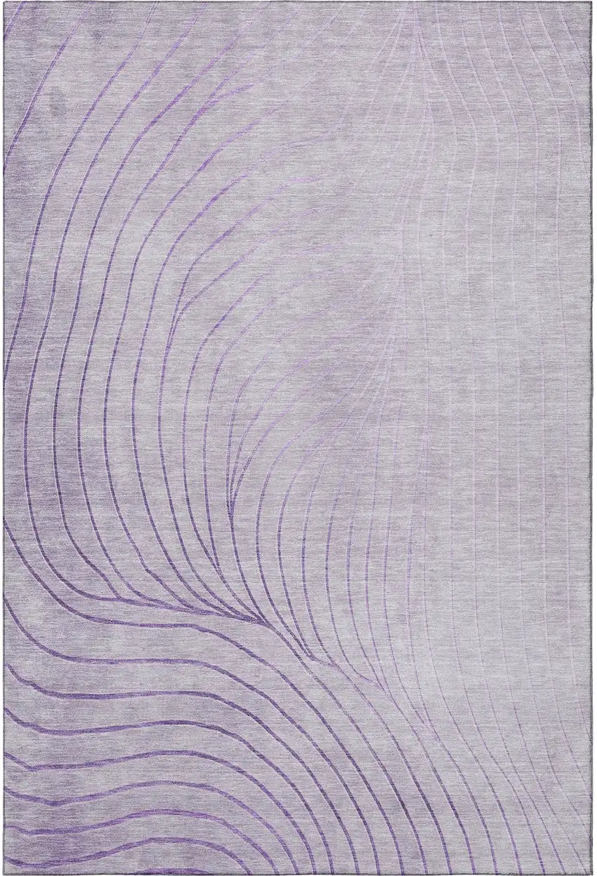 Lavender And Silver Abstract Washable Area Rug With UV Protection Photo 4