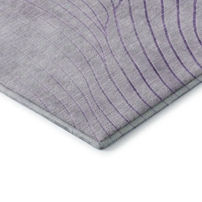 Lavender And Silver Abstract Washable Area Rug With UV Protection Photo 7