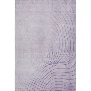 Photo of Lavender And Silver Abstract Washable Area Rug With UV Protection