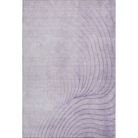 Lavender And Silver Abstract Washable Area Rug With UV Protection Photo 1