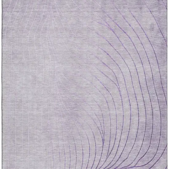 Lavender And Silver Abstract Washable Area Rug With UV Protection Photo 4