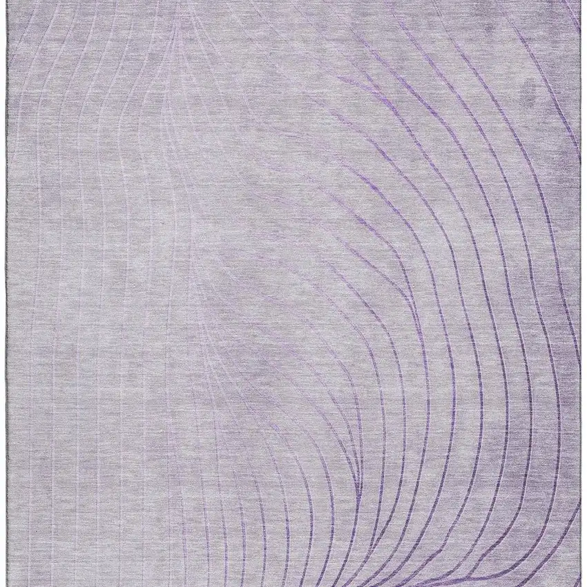 Lavender And Silver Abstract Washable Area Rug With UV Protection Photo 4