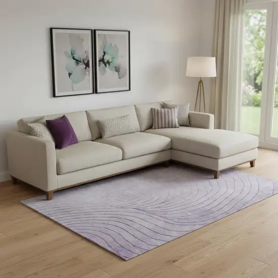 Lavender And Silver Abstract Washable Area Rug With UV Protection Photo 2