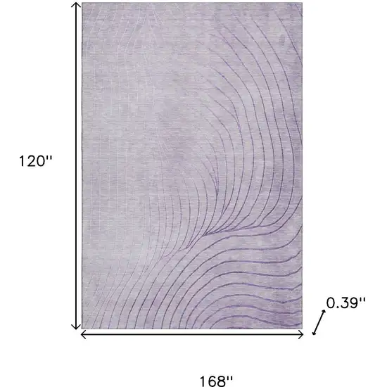 Lavender And Silver Abstract Washable Area Rug With UV Protection Photo 9