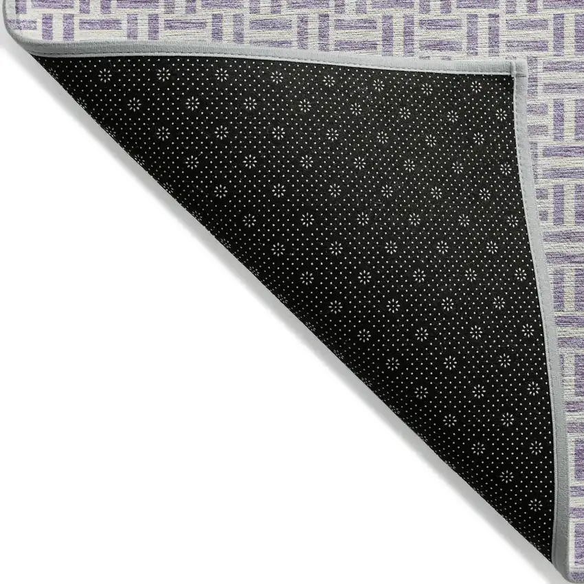 Lavender And Silver Geometric Washable Indoor Outdoor Area Rug Photo 4