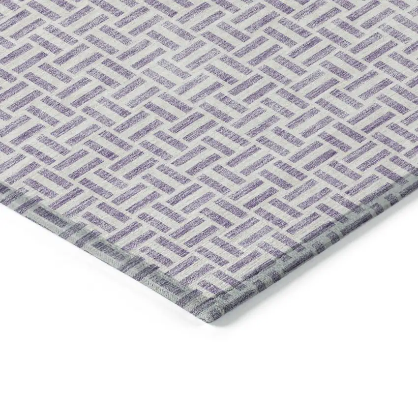Lavender And Silver Geometric Washable Indoor Outdoor Area Rug Photo 5