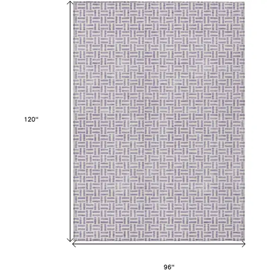 Lavender And Silver Geometric Washable Indoor Outdoor Area Rug Photo 3