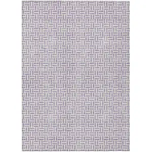 Photo of Lavender And Silver Geometric Washable Indoor Outdoor Area Rug