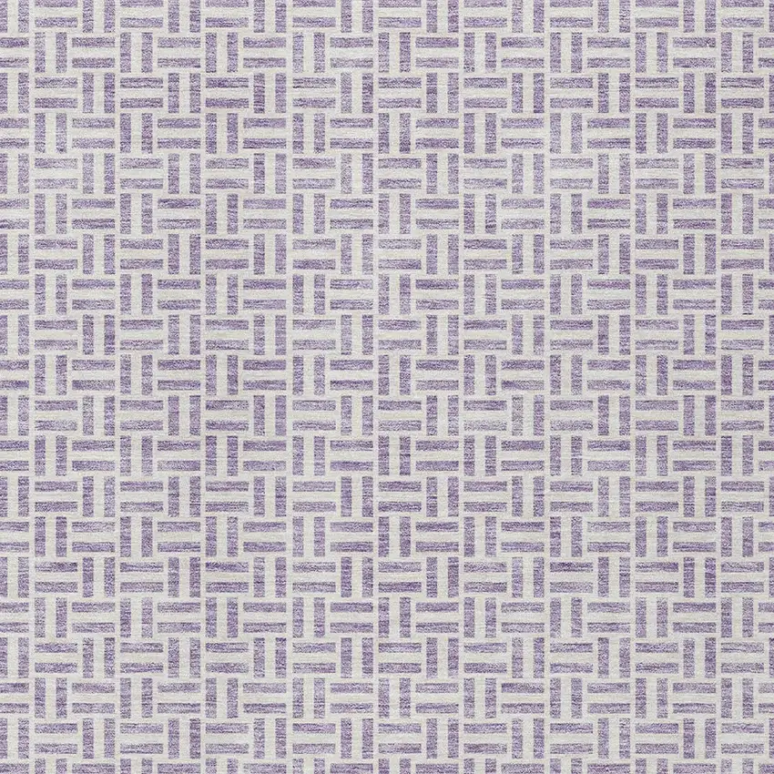 Lavender And Silver Geometric Washable Indoor Outdoor Area Rug Photo 6