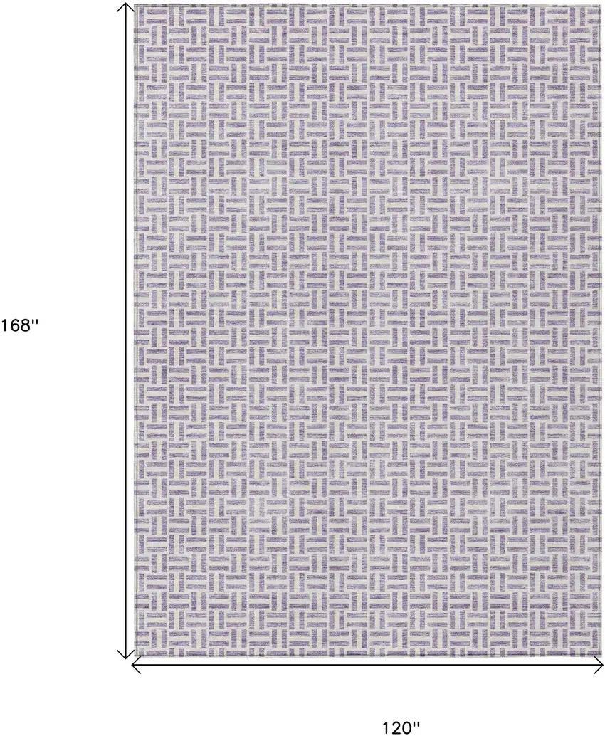 Lavender And Silver Geometric Washable Indoor Outdoor Area Rug Photo 3
