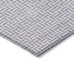 Photo of Lavender And Silver Geometric Washable Indoor Outdoor Area Rug