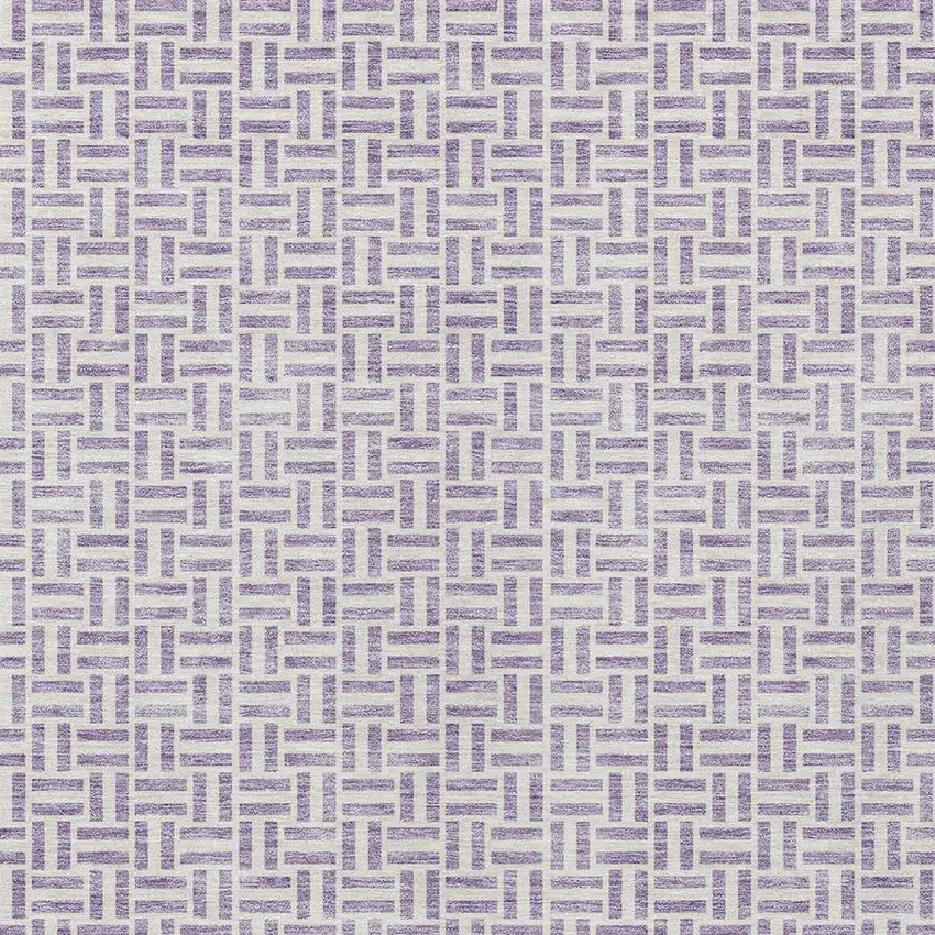 Lavender And Silver Geometric Washable Indoor Outdoor Area Rug Photo 6