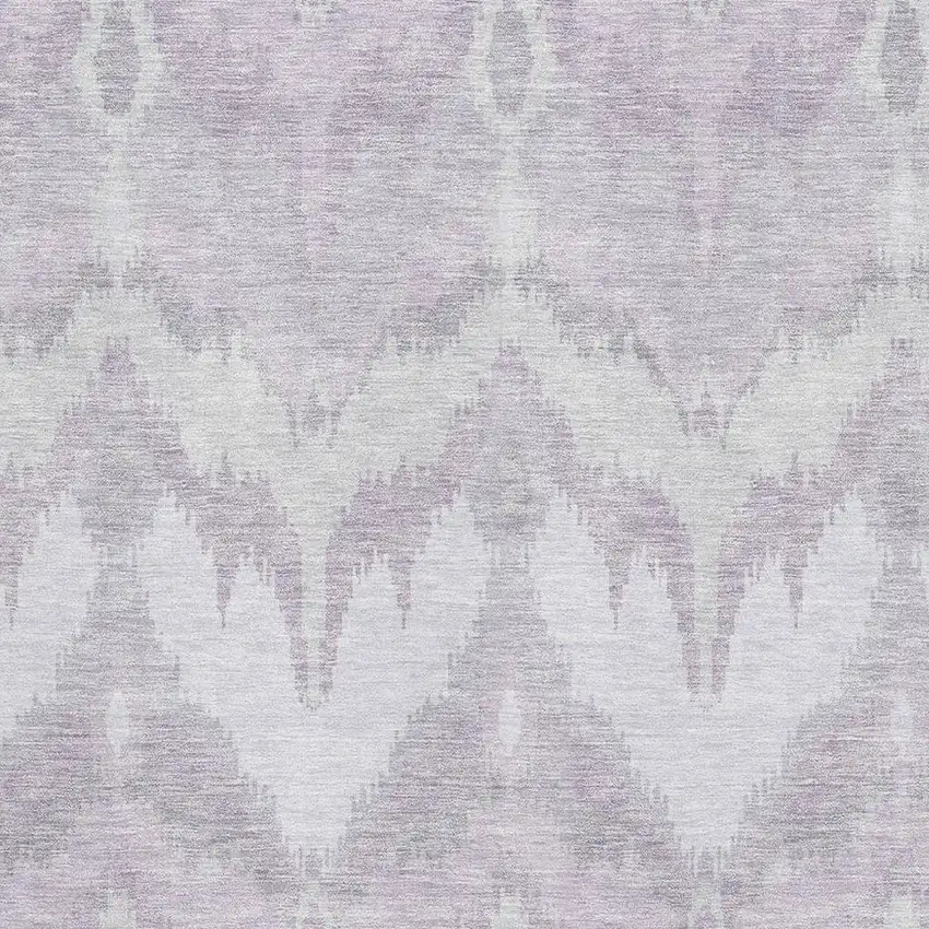 Lavender And Silver Ikat Washable Area Rug With UV Protection Photo 3