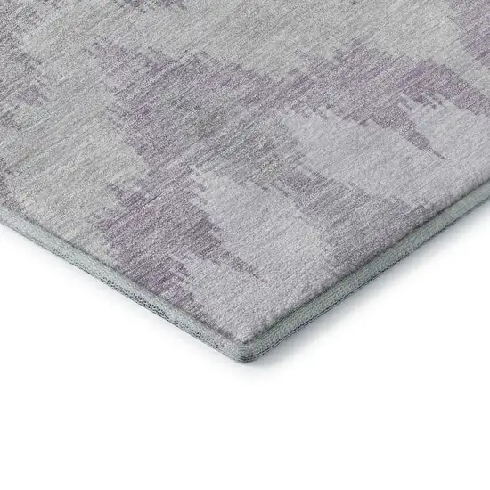 Lavender And Silver Ikat Washable Area Rug With UV Protection Photo 7