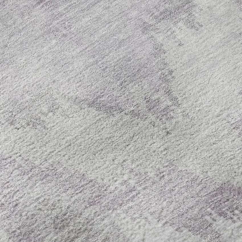 Lavender And Silver Ikat Washable Area Rug With UV Protection Photo 9