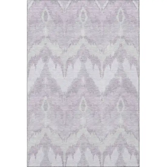 Lavender And Silver Ikat Washable Area Rug With UV Protection Photo 3