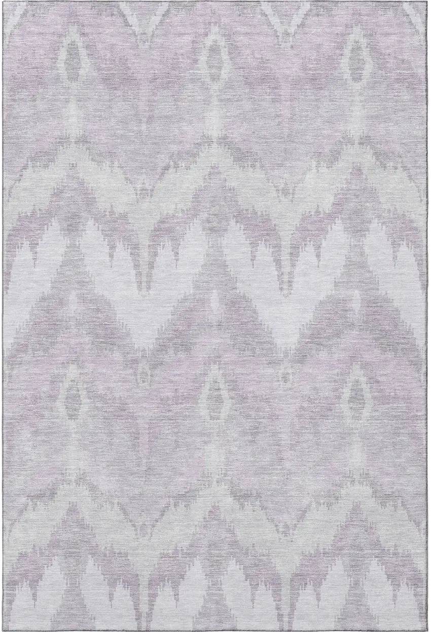 Lavender And Silver Ikat Washable Area Rug With UV Protection Photo 3