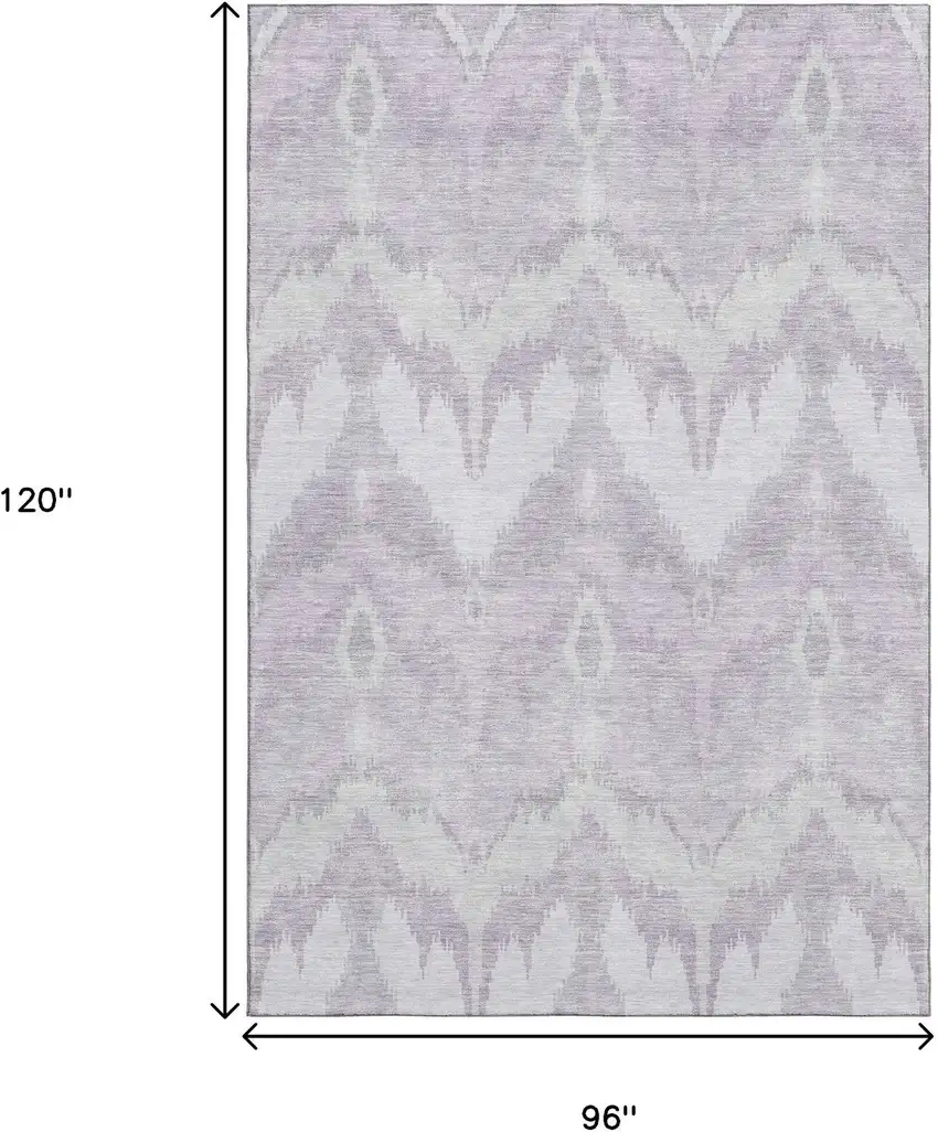 Lavender And Silver Ikat Washable Area Rug With UV Protection Photo 3