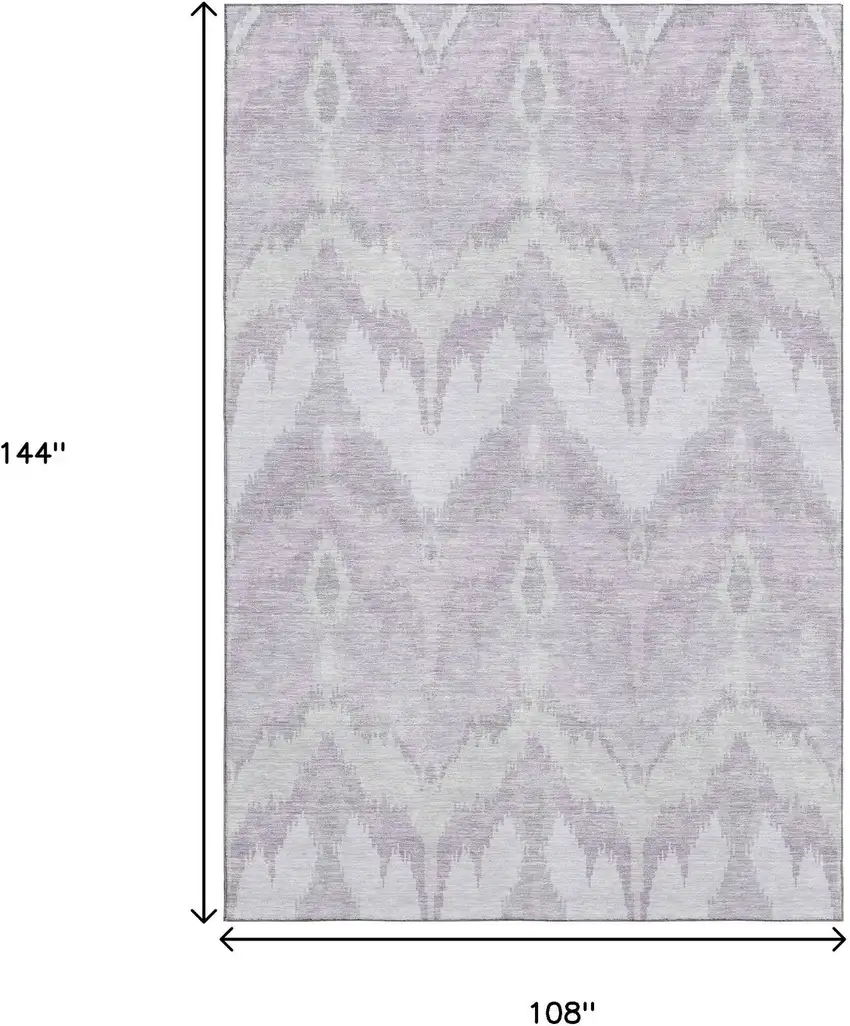 Lavender And Silver Ikat Washable Area Rug With UV Protection Photo 3