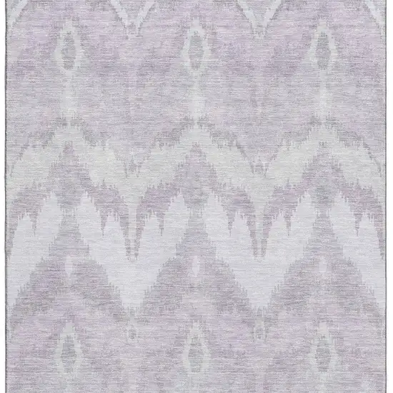 Lavender And Silver Ikat Washable Area Rug With UV Protection Photo 4