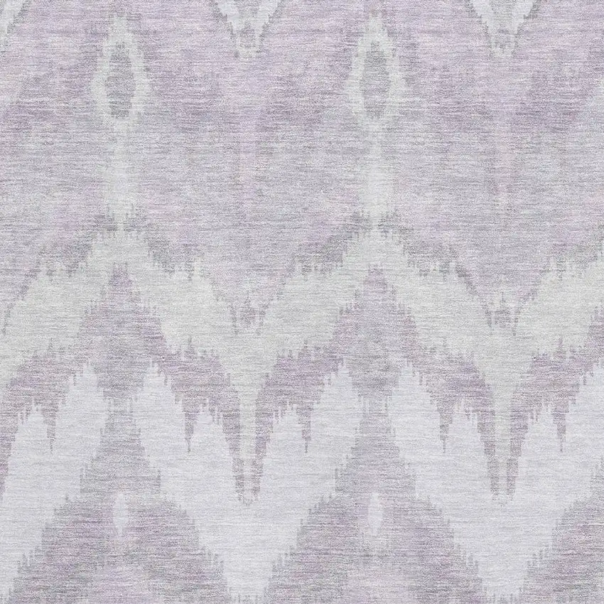 Lavender And Silver Ikat Washable Area Rug With UV Protection Photo 3