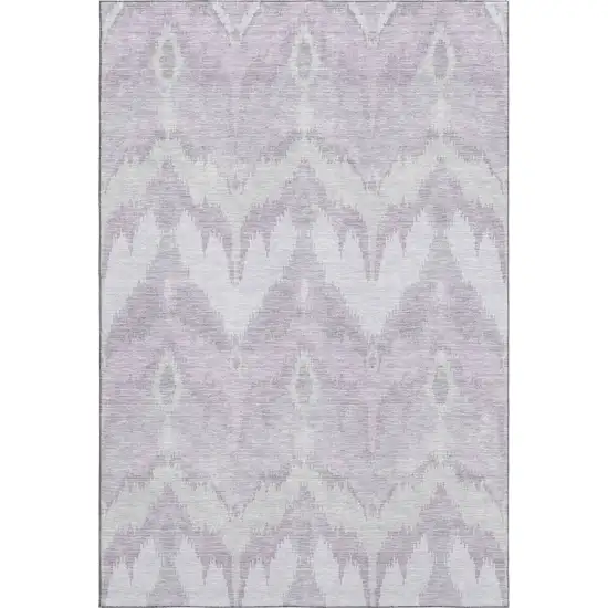 Lavender And Silver Ikat Washable Area Rug With UV Protection Photo 1