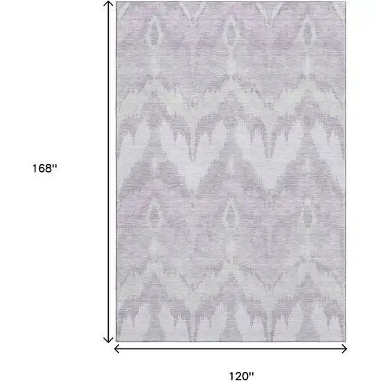 Lavender And Silver Ikat Washable Area Rug With UV Protection Photo 3