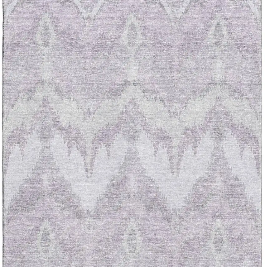 Lavender And Silver Ikat Washable Area Rug With UV Protection Photo 4