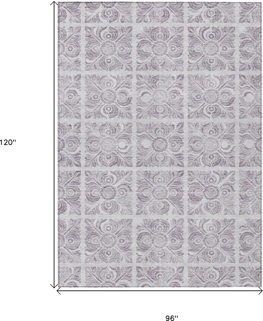Lavender And Silver Medallion Washable Indoor Outdoor Area Rug Photo 3