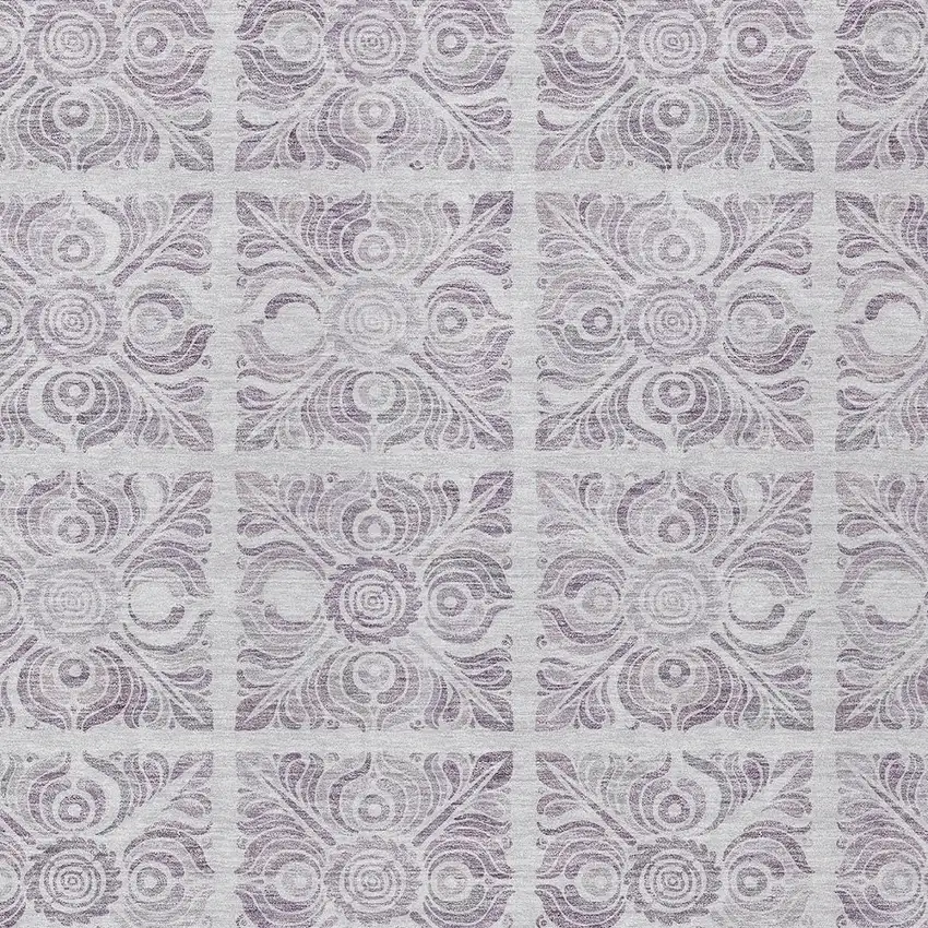 Lavender And Silver Medallion Washable Indoor Outdoor Area Rug Photo 6