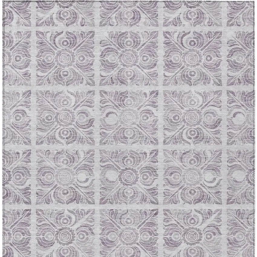 Lavender And Silver Medallion Washable Indoor Outdoor Area Rug Photo 7
