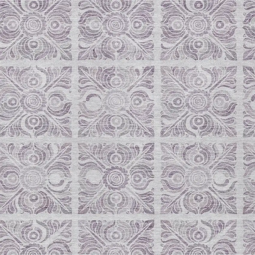 Lavender And Silver Medallion Washable Indoor Outdoor Area Rug Photo 6