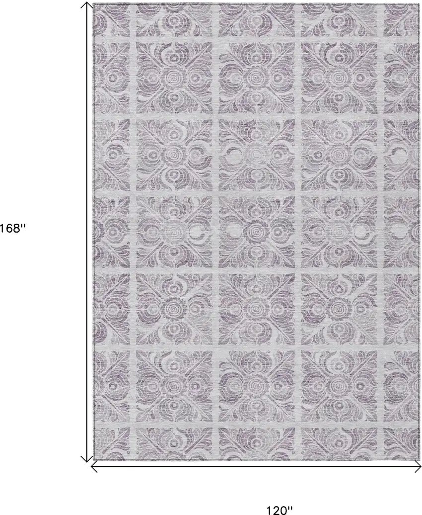 Lavender And Silver Medallion Washable Indoor Outdoor Area Rug Photo 3