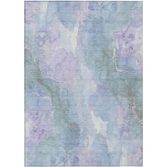 Lavender And Sky Blue Abstract Washable Indoor Outdoor Area Rug Photo 8