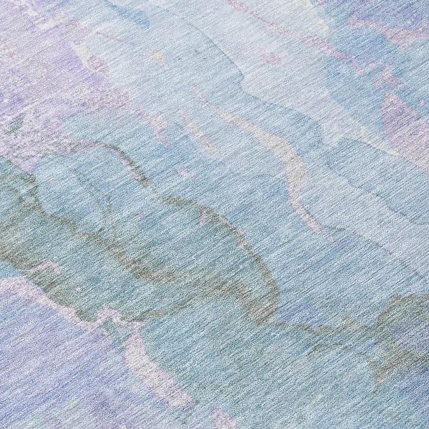 Lavender And Sky Blue Abstract Washable Indoor Outdoor Area Rug Photo 1
