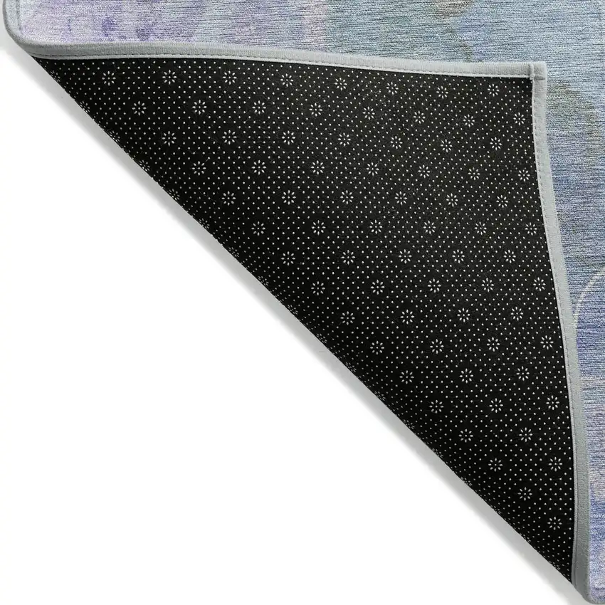 Lavender And Sky Blue Abstract Washable Indoor Outdoor Area Rug Photo 8