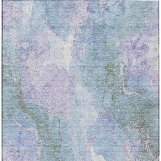 Lavender And Sky Blue Abstract Washable Indoor Outdoor Area Rug Photo 7