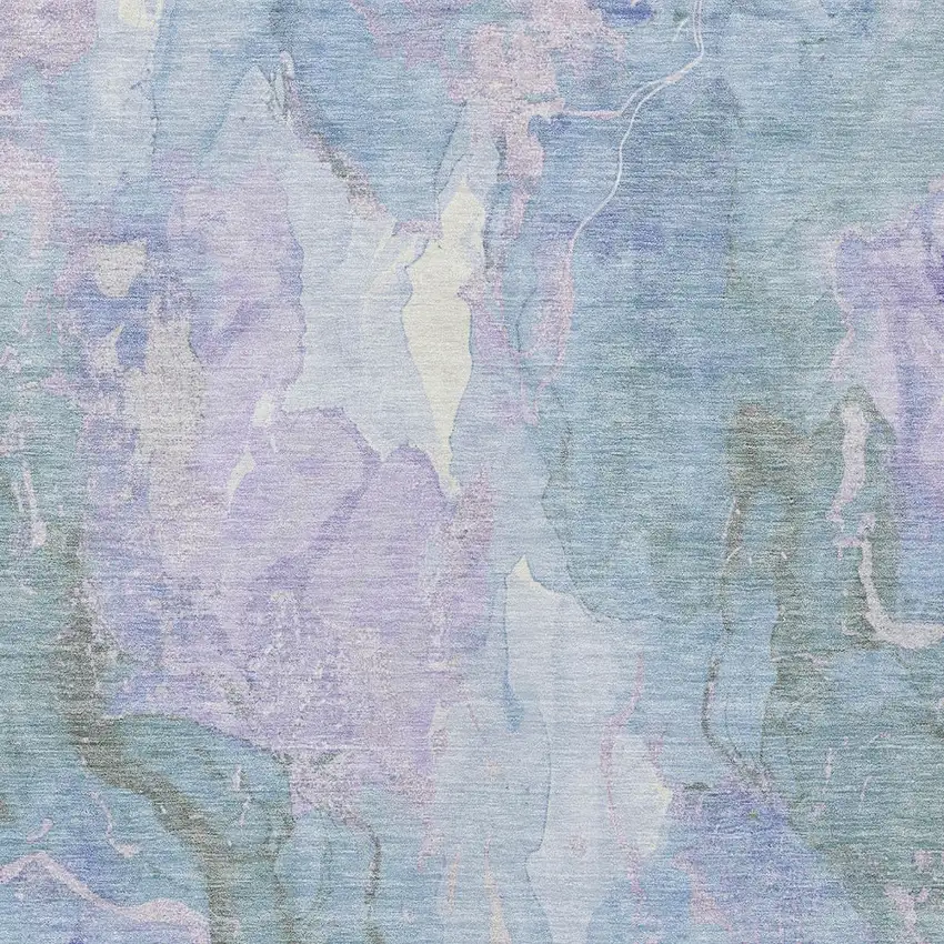 Lavender And Sky Blue Abstract Washable Indoor Outdoor Area Rug Photo 6
