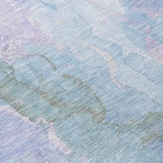 Lavender And Sky Blue Abstract Washable Indoor Outdoor Area Rug Photo 1